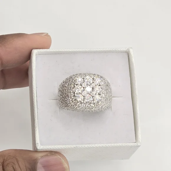 925 Sterling Silver Moissanite Diamond Ring For Men
